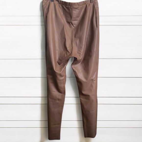 SKIMS 3X Faux Leather Bootcut Pant Jasper Brown Elastic Waist Plus Size - Picture 3 of 6